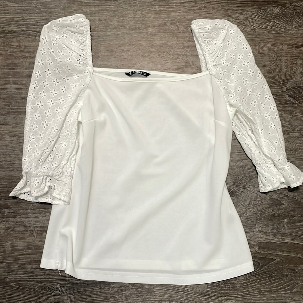 Shein eyelet white top